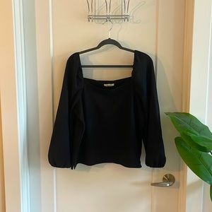 Madewell crepe square-neck puff-sleeve top